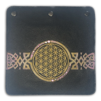 BellaMagio | Los Frontpaneel voor crossbody tas | Levensbloem goud roze op zwart leer